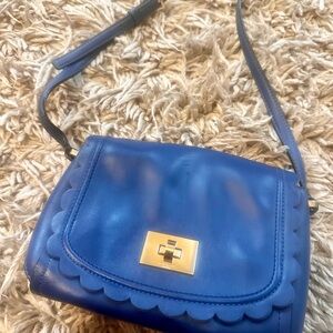 Kate Spade NY Maple Court Scallop Jazmine Royal Blue Leather Shoulder Bag